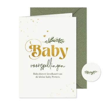 Babyshower invulkaartje neutraal baby voorspellingen
